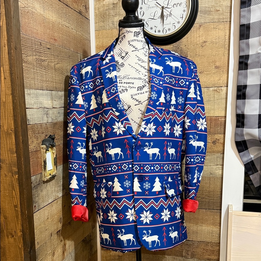 OppoSuits Blue Festive Pattern Jacket